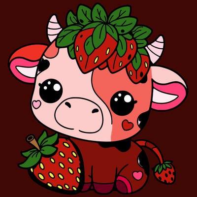 cute strawberry cow