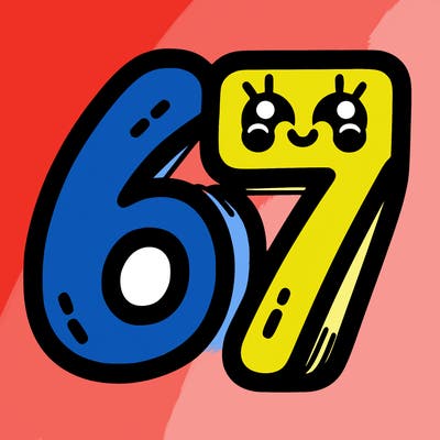the numbers 67