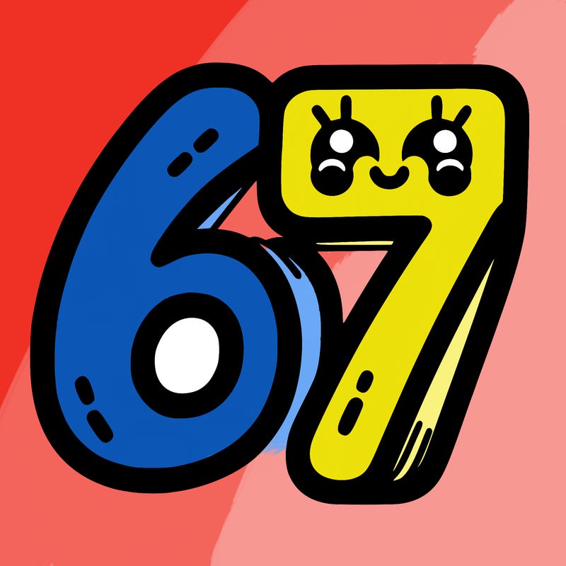 the numbers 67