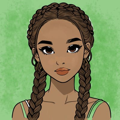 realistic girl with braids
