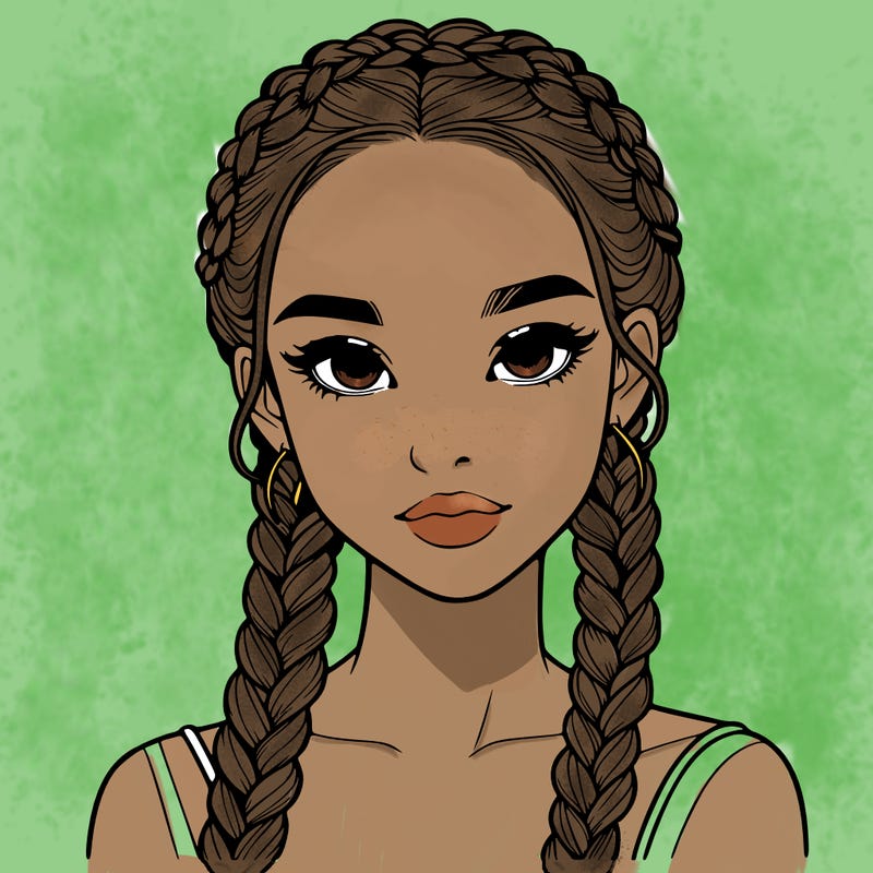 realistic girl with braids