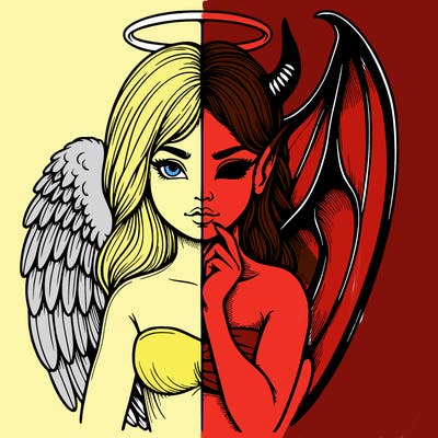 realistic angel half demon