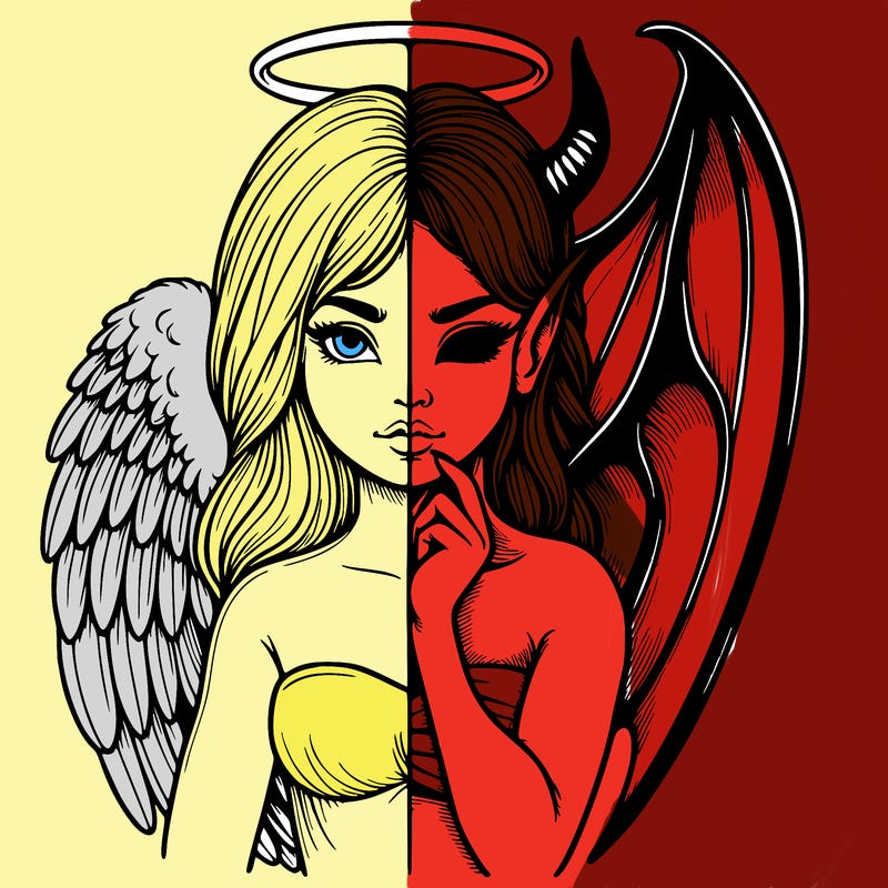 realistic angel half demon