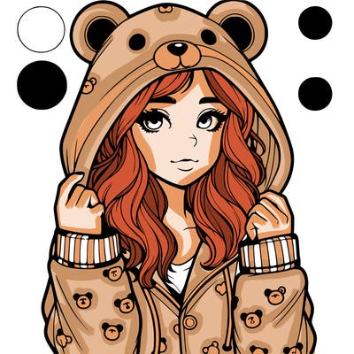 realistic girl in a animal pjs hoodie