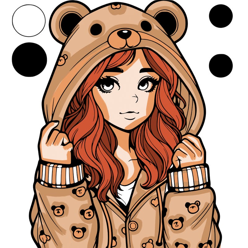 realistic girl in a animal pjs hoodie