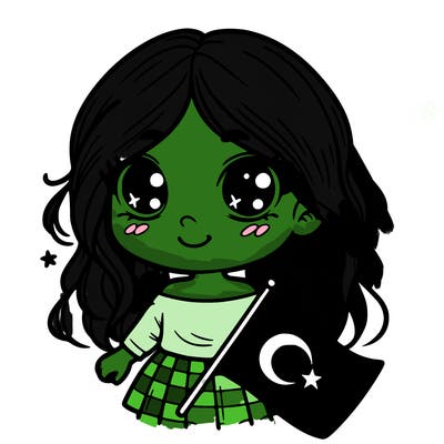 cute girl with turkish flag