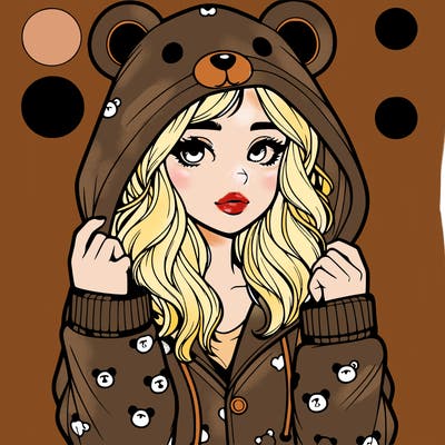 realistic girl in a animal pjs hoodie