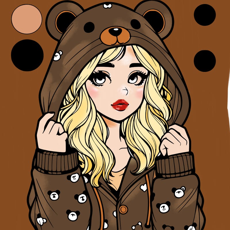 realistic girl in a animal pjs hoodie