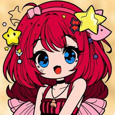cute anime girl with star accessories