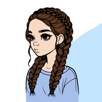 realistic girl with braids