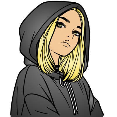 a realistic girl in a hoodie