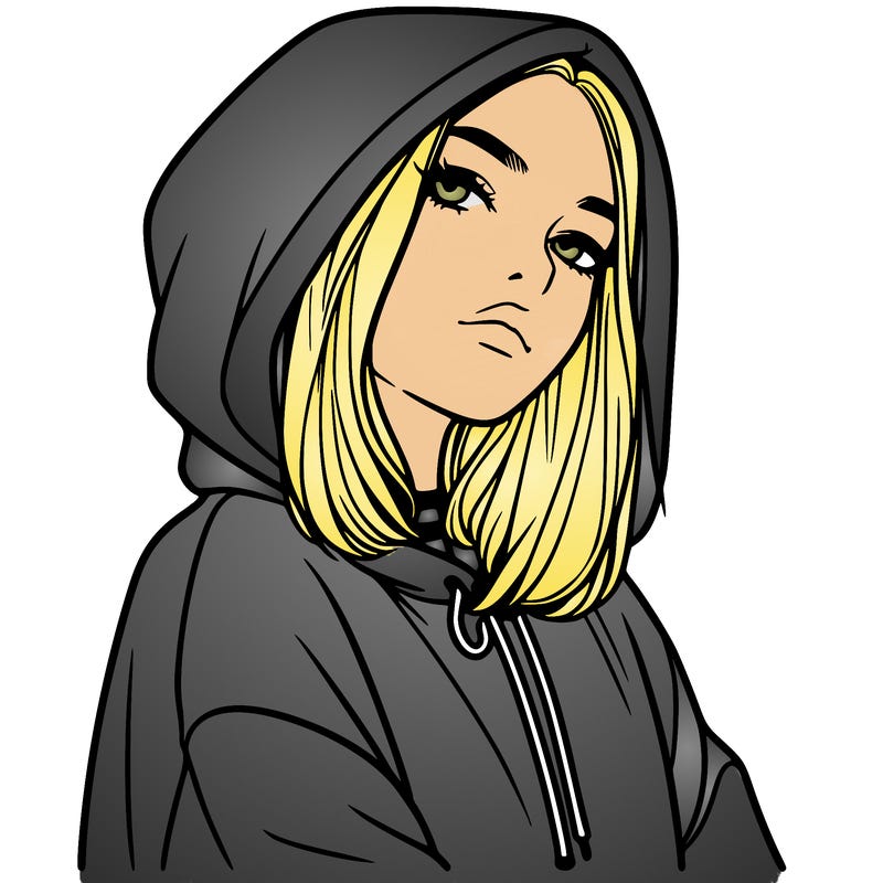 a realistic girl in a hoodie