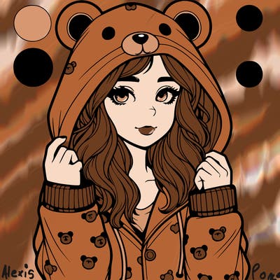 realistic girl in a animal pjs hoodie