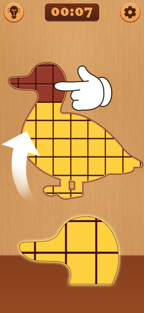 Build Up Tower Craft Games - Juego de puzzle de bloques con forma de pato con mano tutorial y temporizador