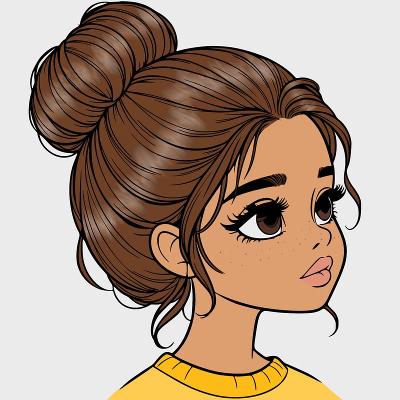 realistic girl with bun