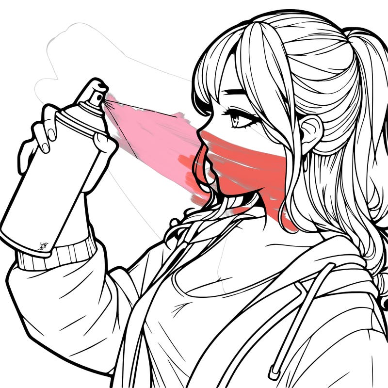 a realistic girl spray, painting