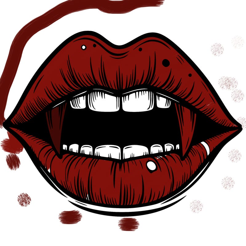 lips with vampire teeth