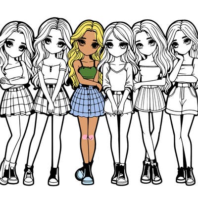 a group of girls realistic