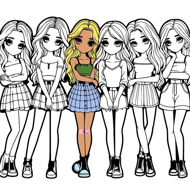 a group of girls realistic