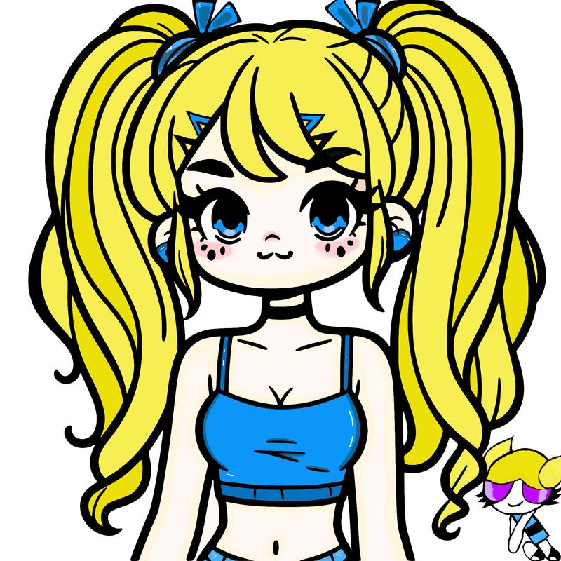 a pretty girl with pig tails and a crop top on