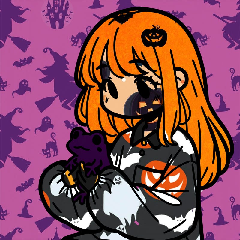 girl with long hair and a oversized shirt. and she is holding a frog