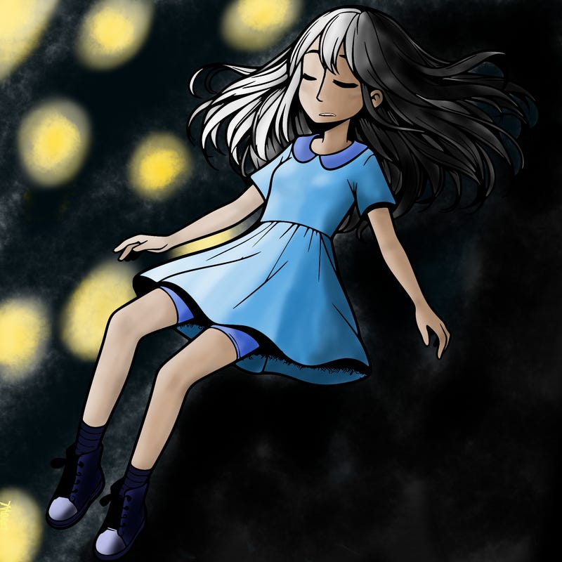 realistic girl floating