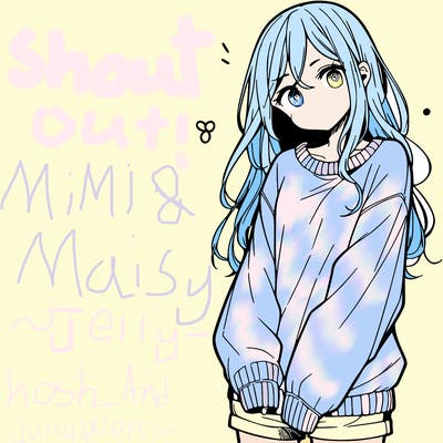 manga teen girl  in a sweater and baggy pants