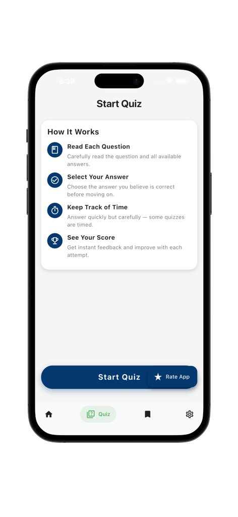 Pantalla que explica cómo funciona el cuestionario de aprendizaje de Dart y Flutter.