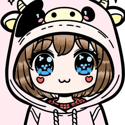 kawaii girl with cow hoodie