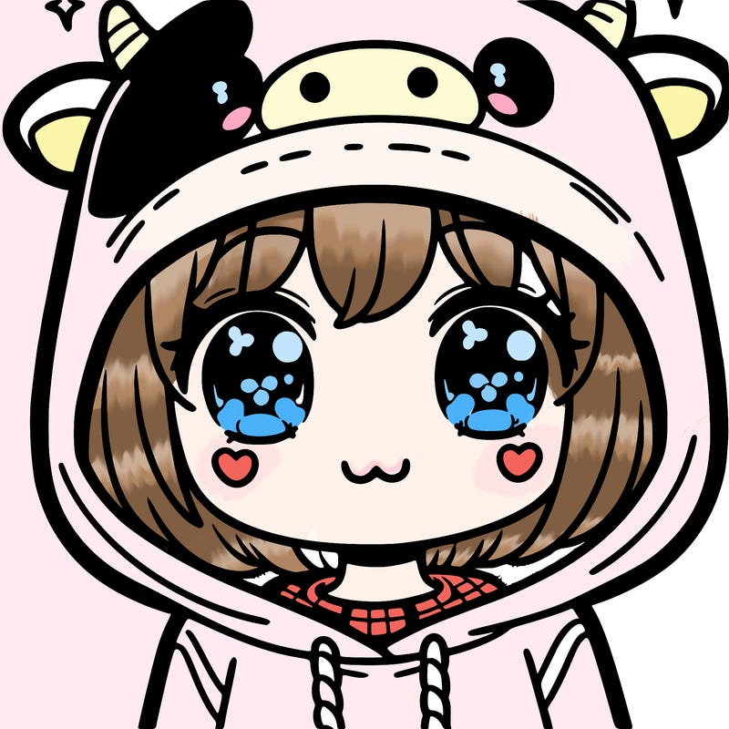 kawaii girl with cow hoodie