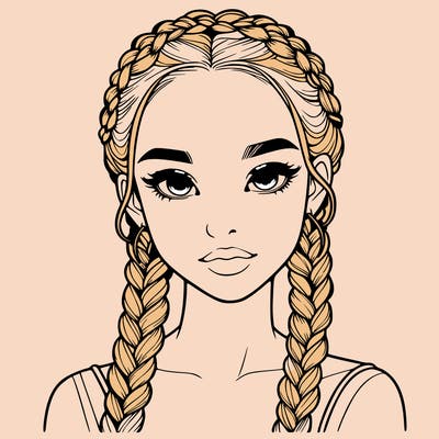 realistic girl with braids