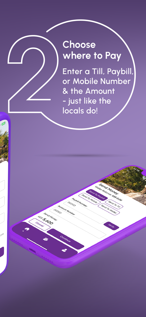 Tourist Tap - Tourist Tap app interface showing payment options for Paybill, Mobile Number, and Till