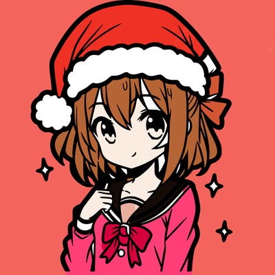 anime girl wearing a santa hat