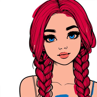 realistic girl with braids