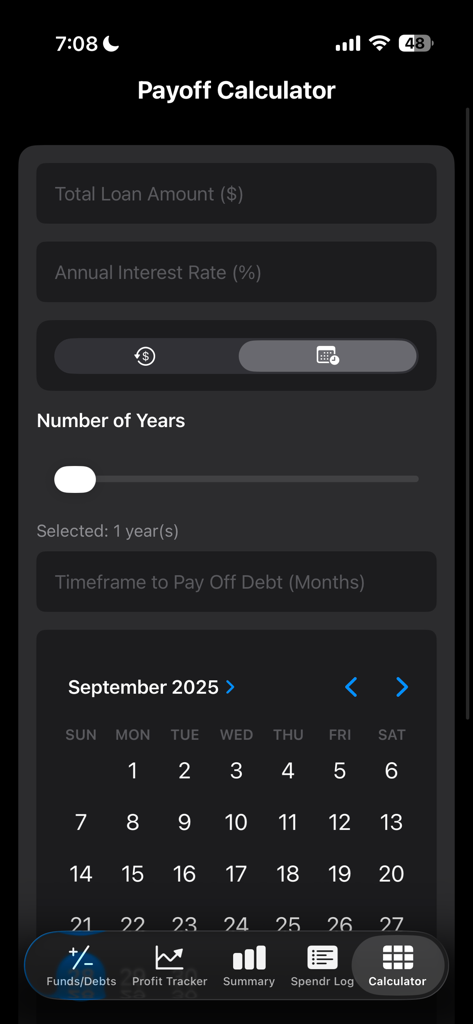 Budget Hive - Schermata del calcolatore di rimborso di Budget Hive che mostra strumenti di pianificazione del rimborso del debito con input per importo del prestito e tasso di interesse.