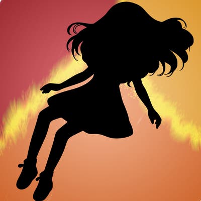 realistic girl floating