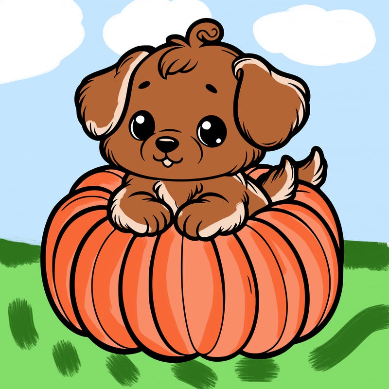 cute little puppy in a pumpkin