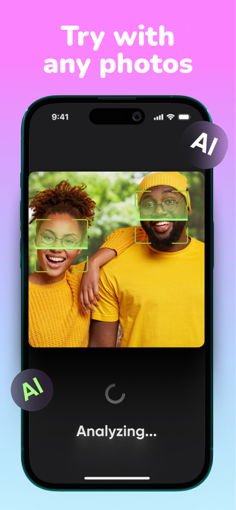 Future Baby AI app analyzing a photo of a couple's faces