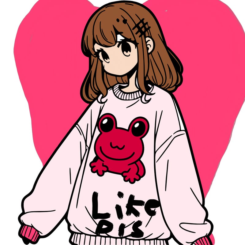girl wearing frogging sweatshirt
