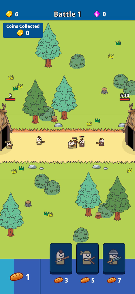 Pocket Guardian : mini TD war - Gameplay screenshot of Pocket Guardian mini TD war featuring 2D characters in a strategic battle on a grassy field