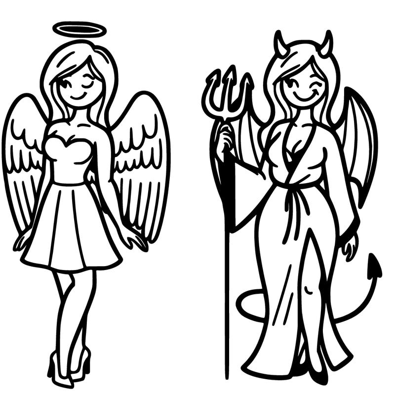 woman angel and devil