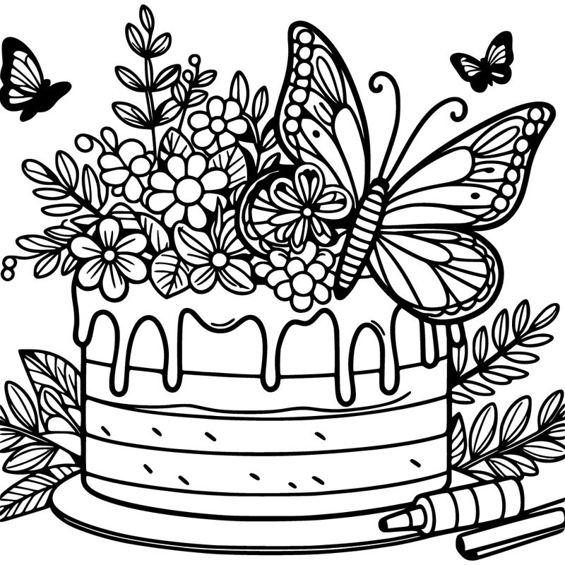 butterfly garden cake