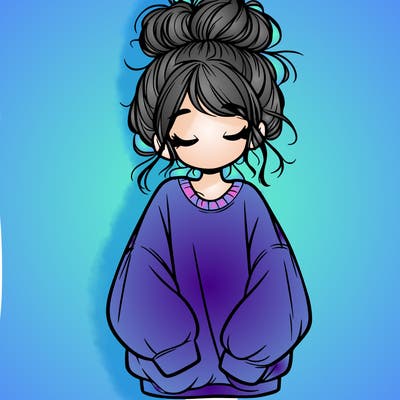 girl with baggy sweatshirt and messy bun