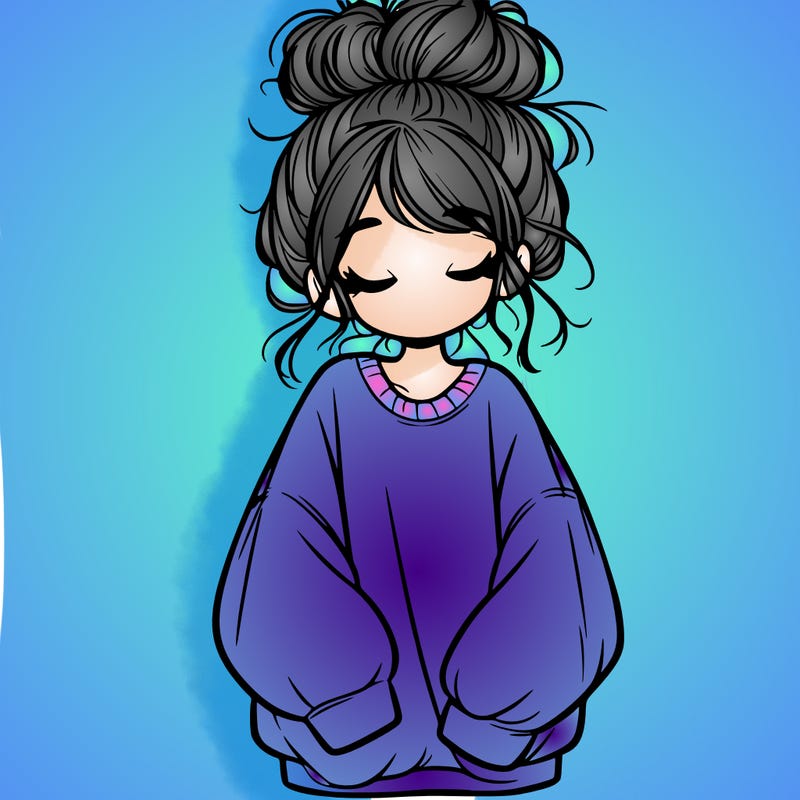 girl with baggy sweatshirt and messy bun