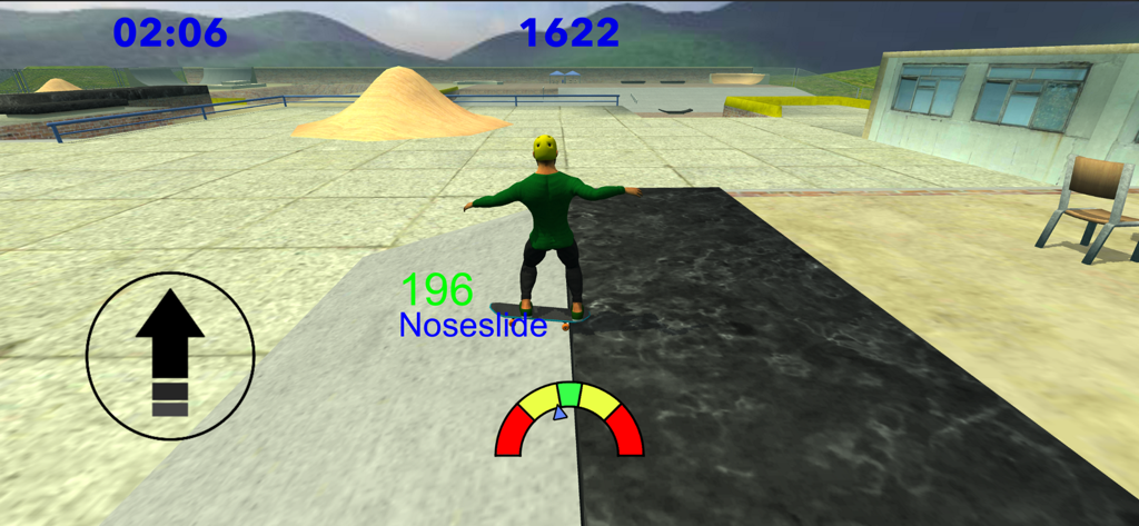 Skating Freestyle Extreme 3D - 3D character performing a noseslide trick in a skate park with game UI elements