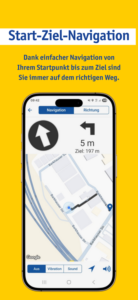 PaderSprinter Mobil - A smartphone displaying the PaderSprinter Mobil app navigation interface with a map and directional arrows