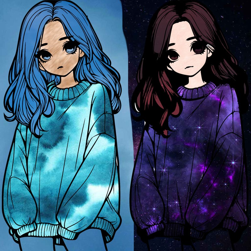 realistic girl with baggy sweater