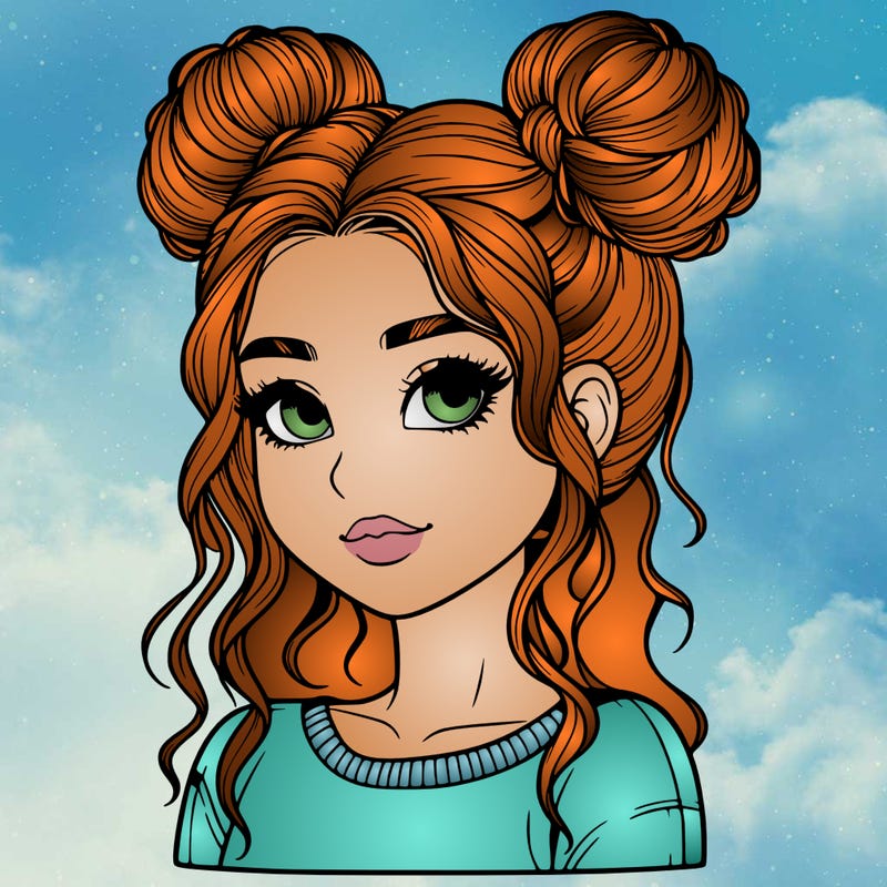 realistic girl with two buns in her hair