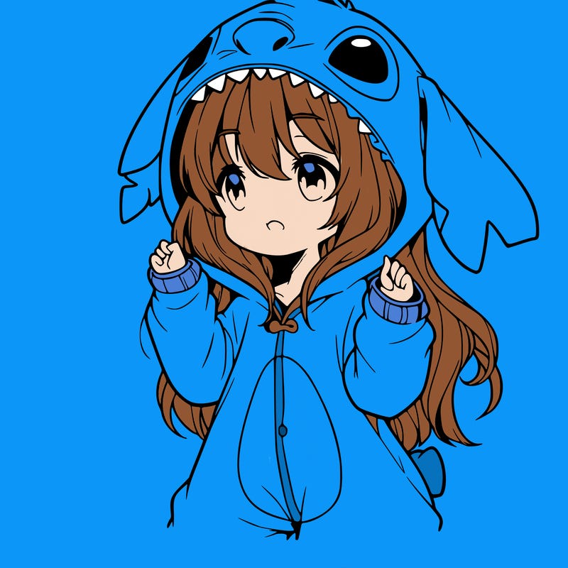 anime girl in a stitch onsie