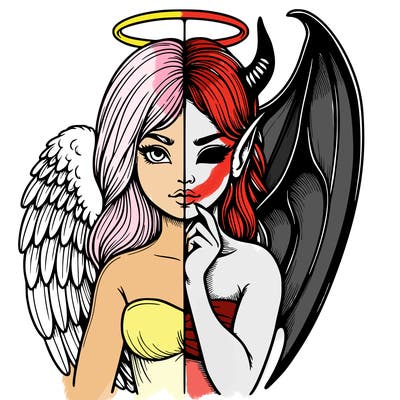 realistic angel half demon